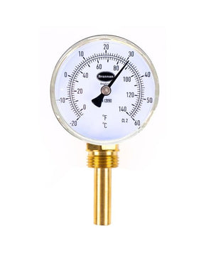 Brannan 32/421/0 | General Purpose Bimetal Dial Thermometer | 63 mm, 0 to +120 °C, 1/2 in BSP bottom, 50 mm pocket - generaltechuae
