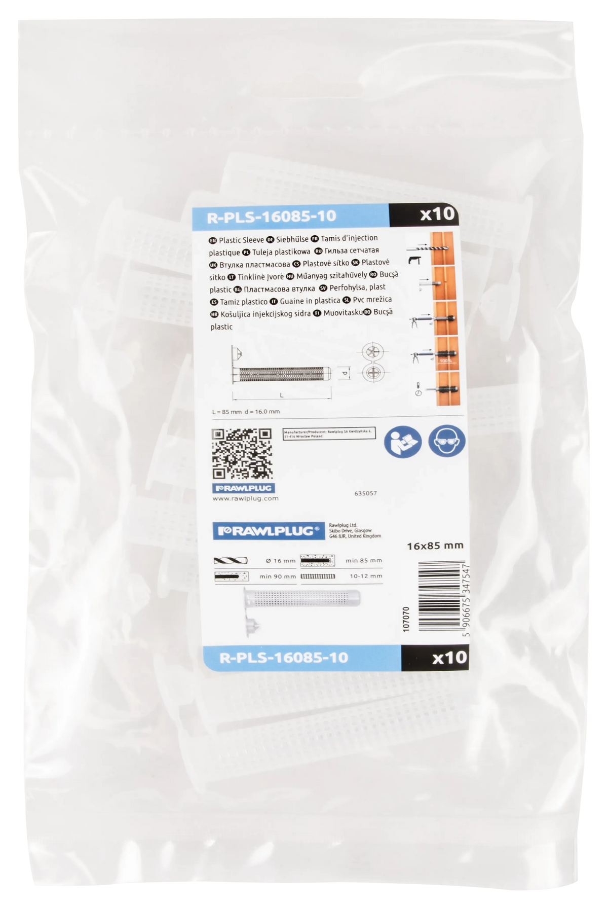 Rawlplug R-PLS-16085-10 | R-PLS Plastic Mesh Sleeves | 85 mm, PP, 10 pcs - generaltechuae (3)