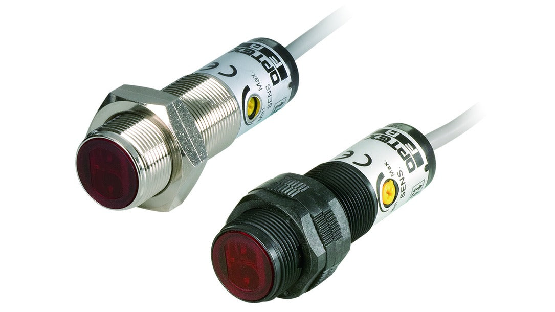 OPTEX FA C2RM-350N | M18 Retro-Reflective Photoelectric Sensor | 0.01-3.5 m, Metal, 2 m Cable, NPN