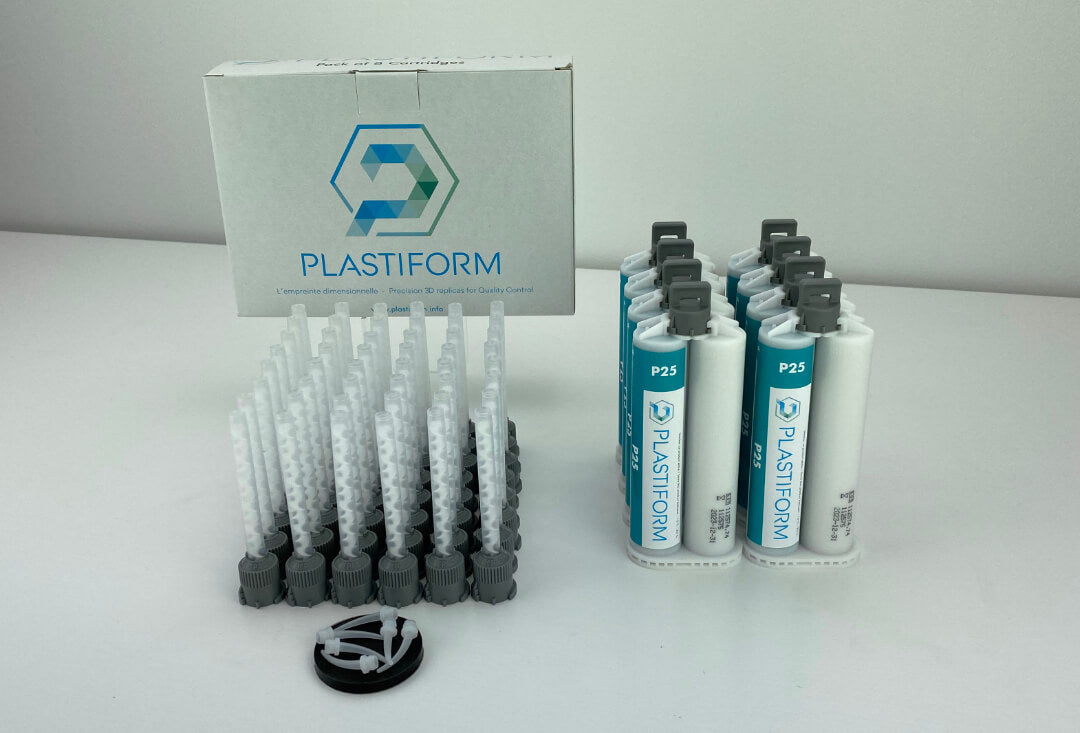 Plastiform CA-P25-8 | P25 High-Stretch Pasty Replication Compound | 8 x 50 ml Cartridges, 25 Shore A - generaltechuae