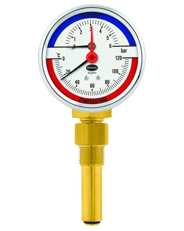 Brannan 36/615/1 | Combined Thermometer & Altitude Gauge | 0 to +120 °C, 0 to 30 metres, Bottom Entry - generaltechuae
