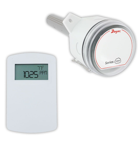 Dwyer Instruments CDTV-2D4B4 | Duct VOC & CO2 transmitter | Universal analog outputs | 2000PPM CO2 | 10K Ohm Type II temperature sensor - generaltechuae