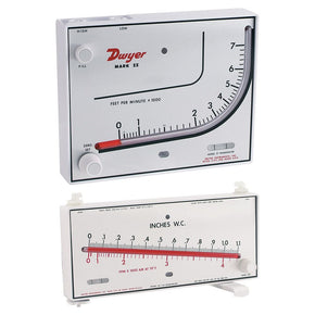 Dwyer Instruments MARK II 40-1-AV | Molded plastic manometer | Range 0-1.1" w.c. & 0-4200 fpm | Red fluid | .826 sp. gr. | Requires Pitot tube sold separately - generaltechuae