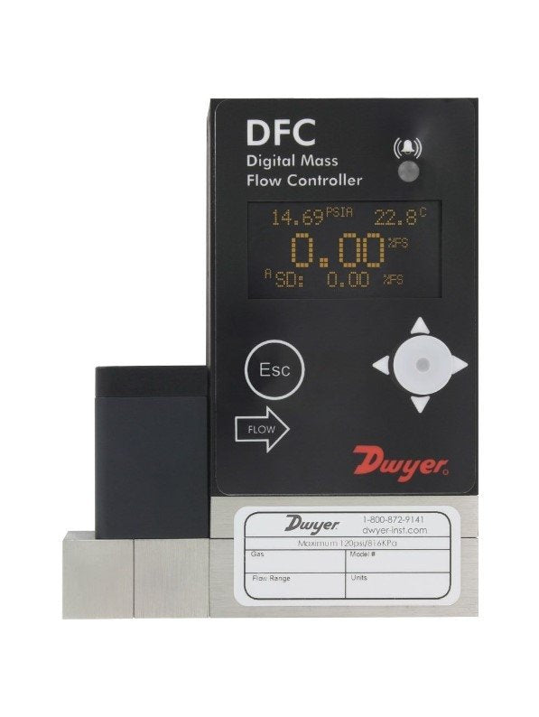 Dwyer Instruments DFC-48010-V-ALA2 | Digital flow controller | 0-10 l/min with LED display | 1/8" compression fittings | 0-5 VDC output | RS-232 digital interface | (RS-485)selectable - generaltechuae