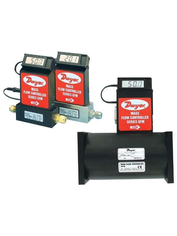 Dwyer Instruments GFM-1105 | Gas mass flow meter | Range 0-200 mL/m. Specified flow Range is for an equivalent flow of nitrogen at 70°F (21°C) @ 760 mm Hg | 1/4" compression fitting - generaltechuae