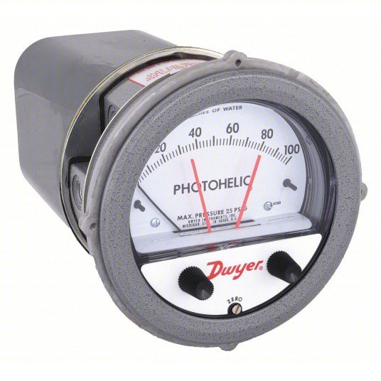 DWYER Differential Pressure Gauge & Switch | 0 to 100 in wc | 1/8 in NPT Female | Single-Side, DPDT, - generaltechuae