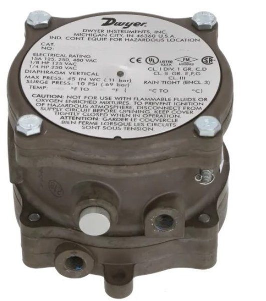 Dwyer Instruments 1950-5-2F | Differential Pressure Switch | 1/8" NPT | Explosion Proof | IP54 | 1950 Series - generaltechuae