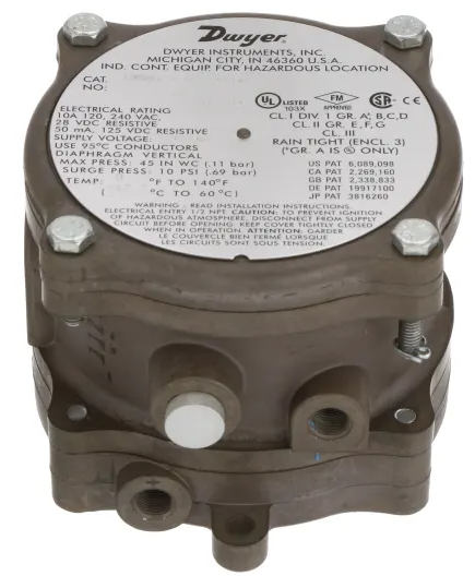 Dwyer Instruments 1950G-1-B-120-NA | Differential Pressure Switch | Explosion Proof | .4-1.6in w.c. - generaltechuae