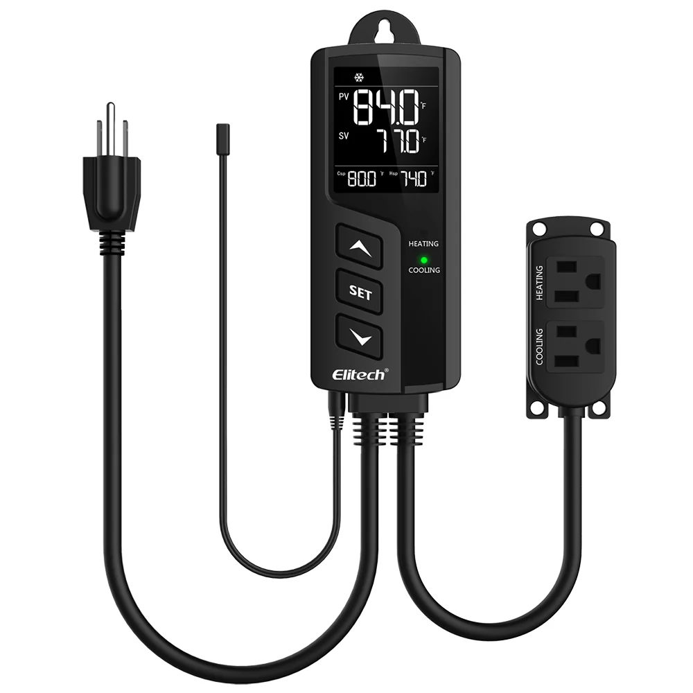 Elitech STC-1000Pro | Non-WIFI Digital Temperature Controller | With Dual Relay Heating Cooling Outlets | For Reef Tank Greenhouse Aquarium Reptile Rack | 10A 1200W - generaltechuae