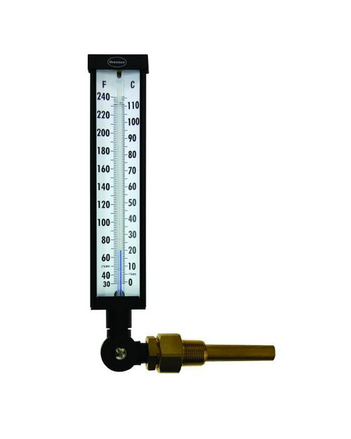 Brannan 200/606/0 | Adjustable Angle Industrial Thermometer | 150 mm (6 in) stem, 0 to 160 °F/°C, standard pocket - generaltechuae