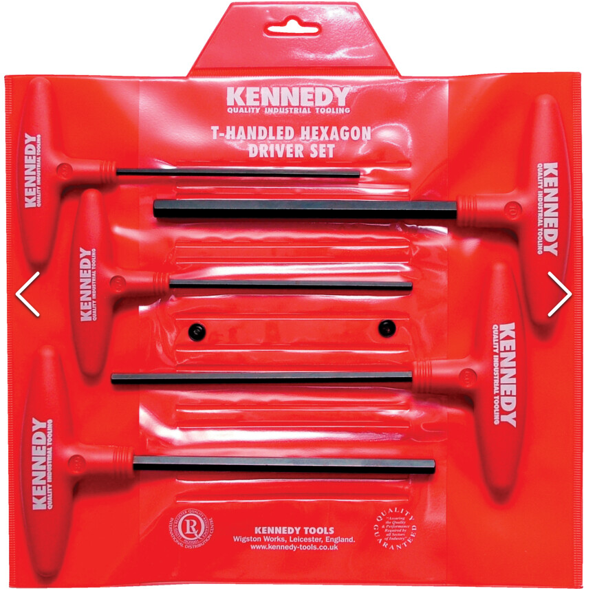Kennedy KEN6016450K | Hex Key | T-Handle | Hex, Metric | 4-10mm, 5-piece - generaltechuae