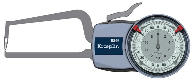 KROEPLIN D2R20, 0 - 20 mm, ANALOG EXTERNAL MEASURING GAUGE FOR TUBE WALL THICKNESS - generaltechuae