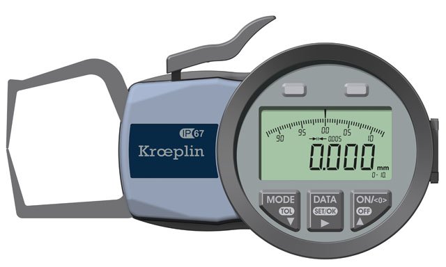 KROEPLIN K110S, 0 - 10 mm, DIGITAL EXTERNAL MEASURING GAUGE FOR GROOVES AND THICKNESS MEASUREMENT