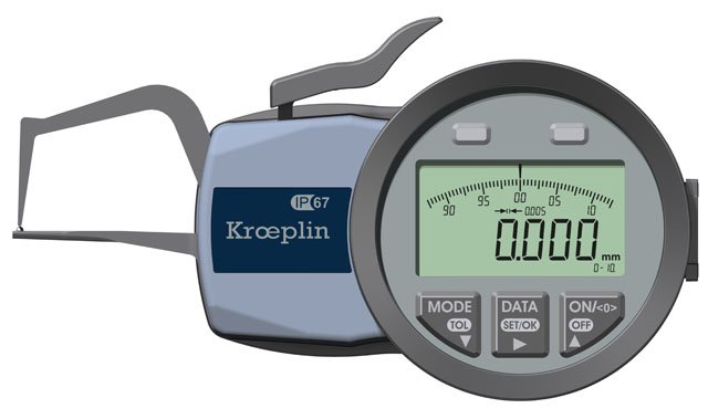 KROEPLIN K1R10S, 0 - 10 mm, DIGITAL EXTERNAL MEASURING GAUGE FOR TUBE WALL THICKNESS - generaltechuae
