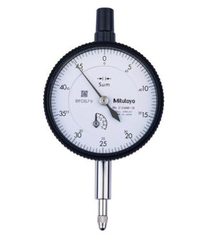 Mitutoyo 2124AB-10 | Dial Gauge | Flat Back | ISO Type | Series 2 | Jewelled Bearing | Graduation 0.001 or 0.005 mm | Range 5 mm