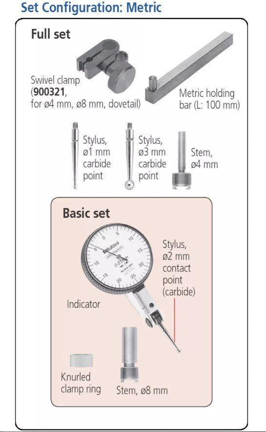 Mitutoyo 513-464E | Dial Test Indicator | Horizontal | Compact | Series 513 | Stem 8 mm | Graduation 0.01 mm | Range 0.8 mm - generaltechuae