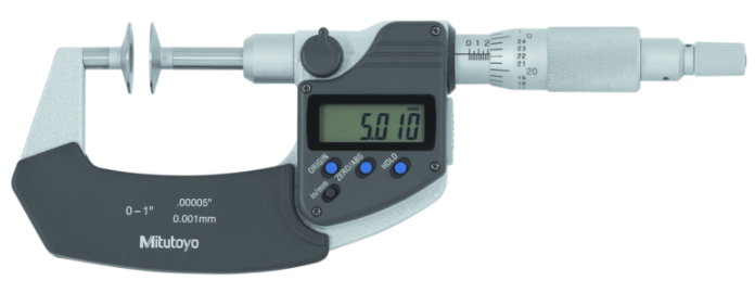 Mitutoyo 369-352-30 Digital Disc Micrometer, IP65 Inch/Metric, 2-3", Non-Rotating Spindle, Disk=20mm - generaltechuae