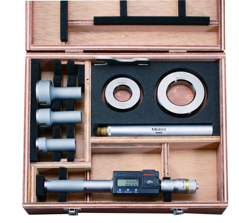 Mitutoyo 468-978 Digital 3-Point Internal Micrometer Set 0.8 - 2", Interchange. Head IP65, TIN - generaltechuae