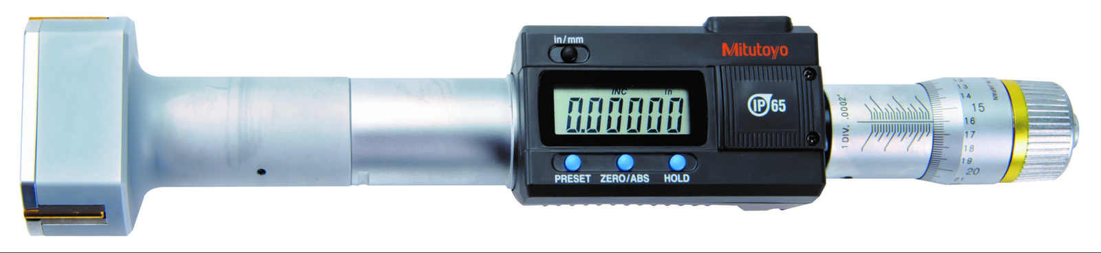 Mitutoyo 468-270 Digimatic Holtest Three-Point Bore Micrometer, Range 2 - 2.5" (50.8 - 63.5 mm)