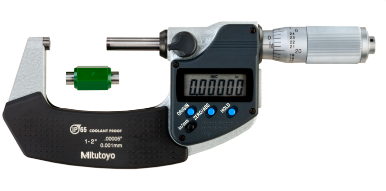 Mitutoyo 293-336-30 | Digital Micrometer IP65 | Inch/Metric Range 1 - 2" (25.4 - 50.8 mm) |  Friction Thimble, with Data Output - generaltechuae