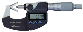 Mitutoyo 314-351-30 Digital 3 Flute V-Anvil Micrometer 0.05-0.6", with Groove - generaltechuae