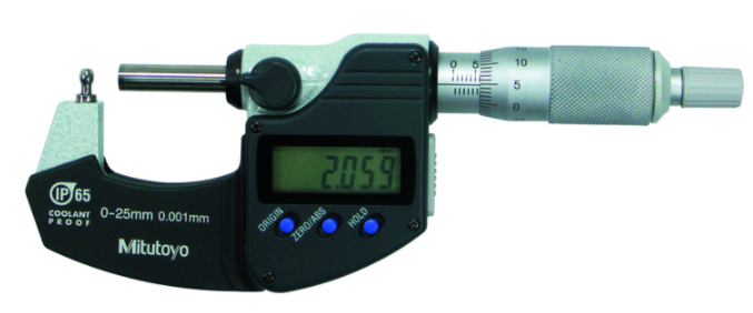 Mitutoyo 395-362-30 Digital Tube Micrometer, IP65, Inch/Met. Spherical Anvil Flat Spindle, 0-1" - generaltechuae
