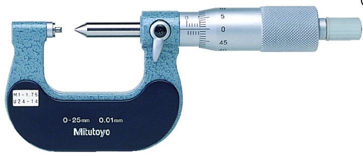Mitutoyo 125-102 Screw Thread Micrometer 0-25mm, 0.6-0.9mm/44-28TPI - generaltechuae