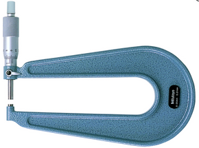 Mitutoyo 118-101 Sheet Metal Micrometer 0-25mm, Flat Anvil/Spindle, 100mm Throat - generaltechuae
