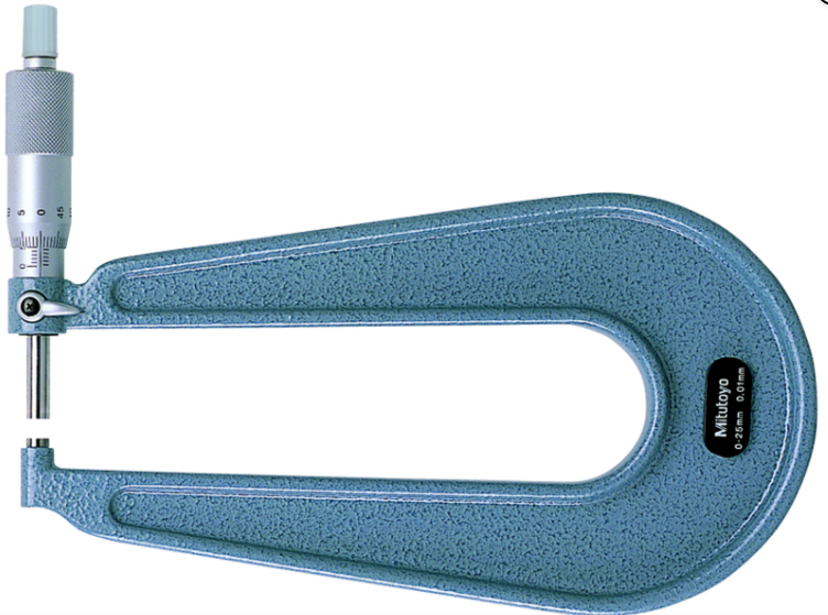 Mitutoyo 118-114 Sheet Metal Micrometer 0-25mm, Spherical Anvil, 150mm Throat - generaltechuae