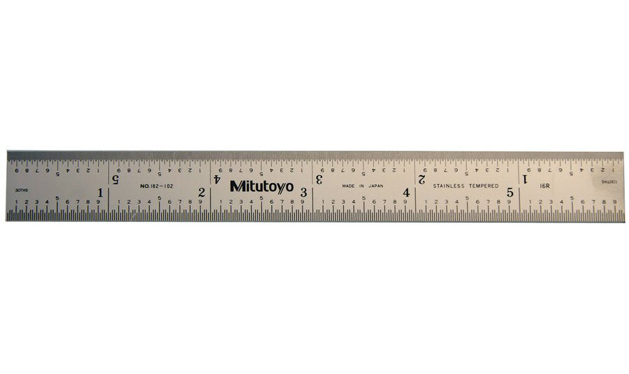 Mitutoyo 182-102 | Steel Rule | Wide Rigid Rule | Series 182 | Accuracy ±0.006 Inch | Width 0.75 Inch | Range 0 to 6 Inch - generaltechuae