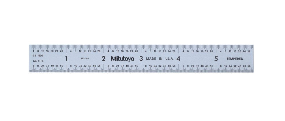 Mitutoyo 182-103 | Steel Rule | Wide Rigid Rule | Series 182 | Accuracy ±0.006 Inch | Width 0.75 Inch | Range 0 to 6 Inch - generaltechuae