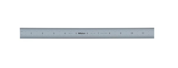Mitutoyo 182-126 | Steel Rule | Wide Rigid Rule | Series 182 | Inch or Metric | Accuracy ±0.006 inch or ±0.15 mm | Width 0.1 inch | Range 0 to 12 inch
