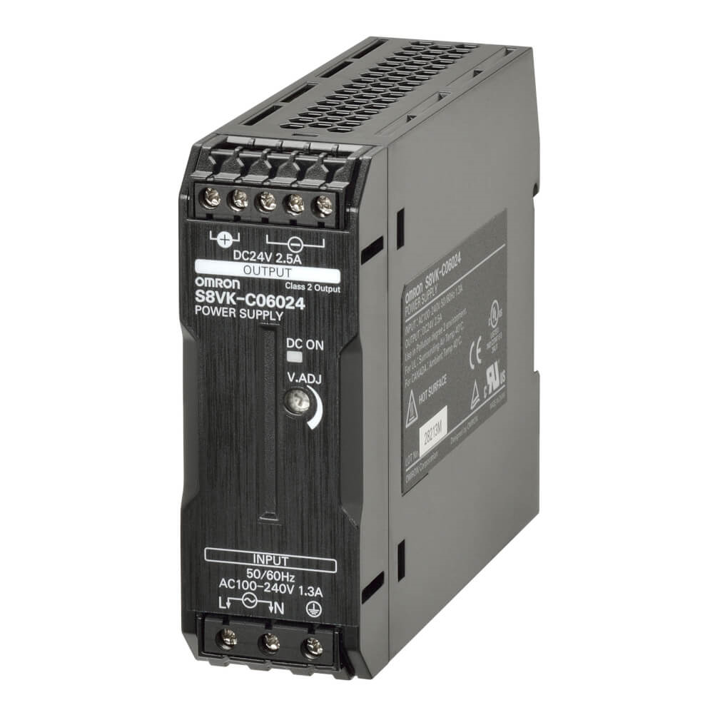 Omron S8VK-C06024, S8VK-C Switched Mode DIN Rail Power Supply, 100 → 240 V ac / 90 → 350V dc ac, dc Input, 24V dc dc