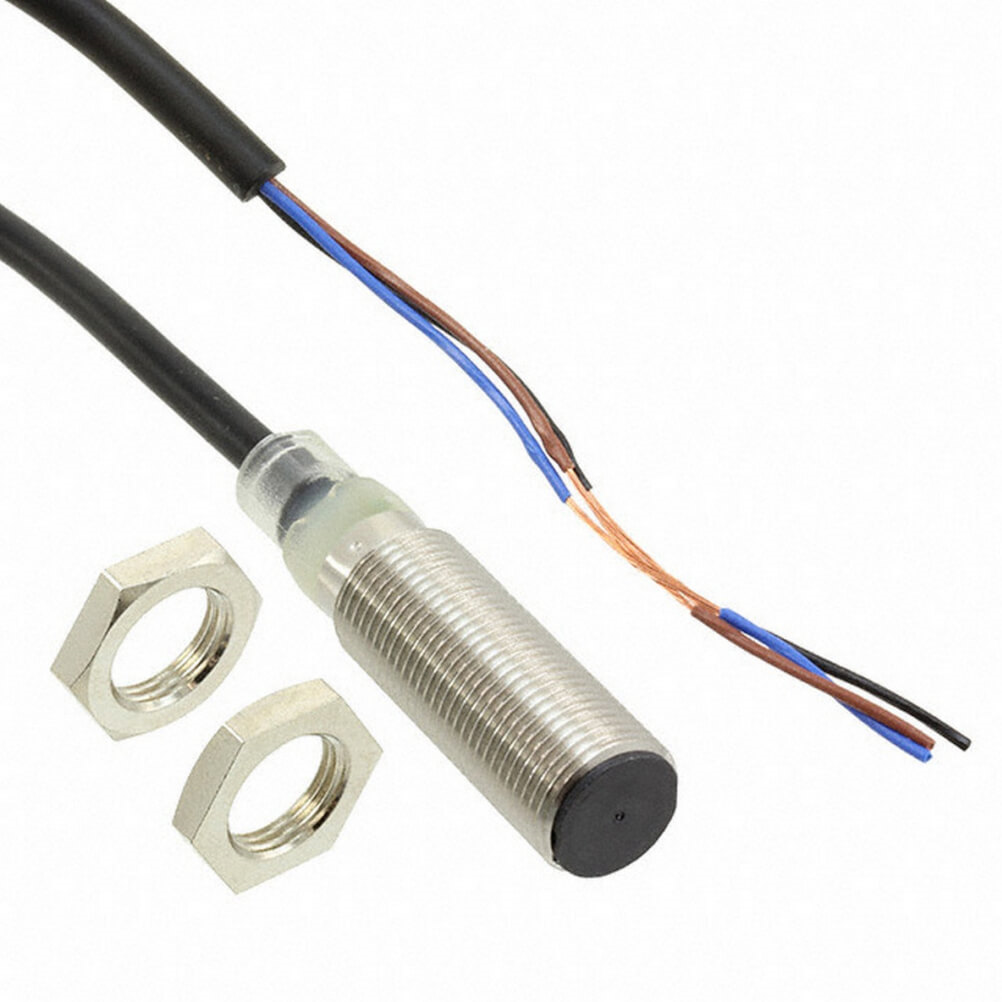 Omron E2B-M12KS04-WP-B2 2M, Inductive Threaded Barrel Proximity Sensor, M12, 4 mm Detection, PNP NC, 12 → 24 V dc