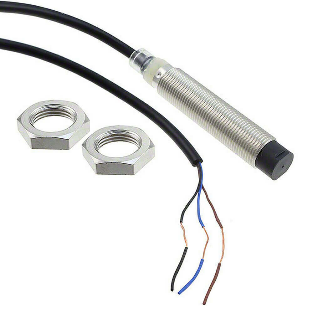 Omron E2B-M12LN08-WP-B1 2M, Inductive Threaded Barrel Proximity Sensor, M12, 8 mm Detection, PNP NO, 12 → 24 V dc