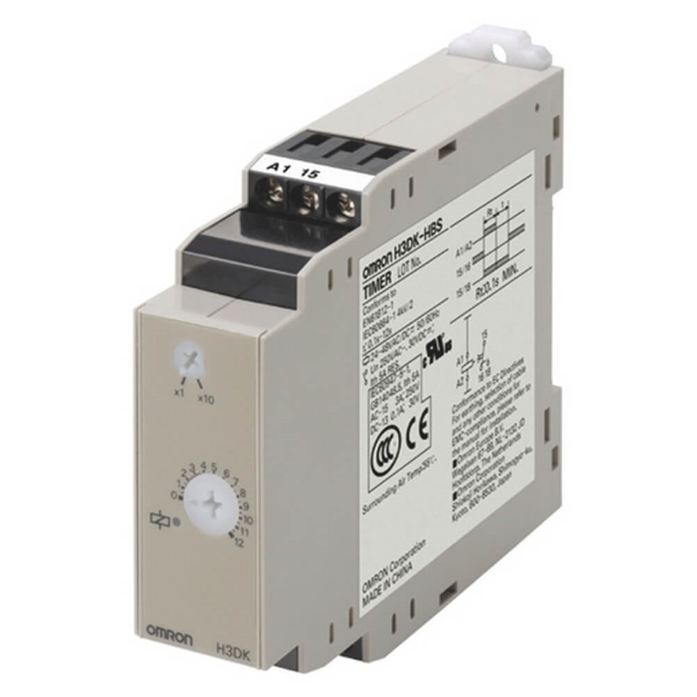OMRON H3DK-HDL AC200-240V | Timer, DIN rail mounting, 22.5mm, power off-delay, 1-120s, SPDT, 5 A, 200-230 VAC - generaltechuae