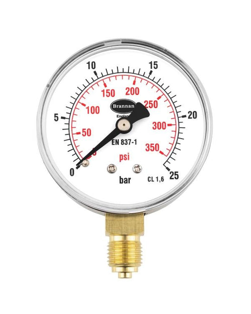 Brannan 34/446/0 | General Purpose Pressure Gauge | 63 mm, 0 to 10 bar, 1/4 in BSP back - generaltechuae