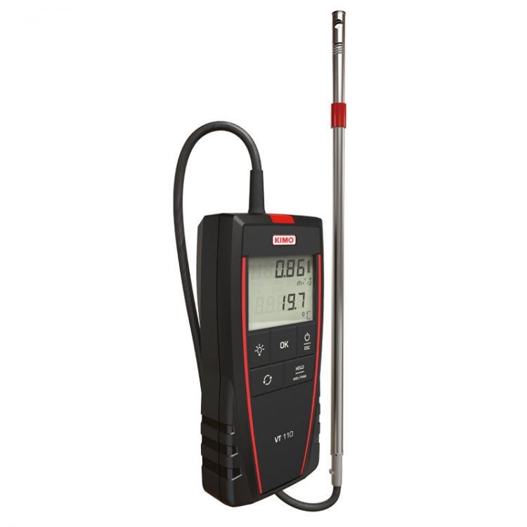 Hotwire thermo-anemometer, air velocity: 0.15 to 30 m/s, temperature: 0 to +50°C, and airflow: 0 to 99,999 m3/h - generaltechuae