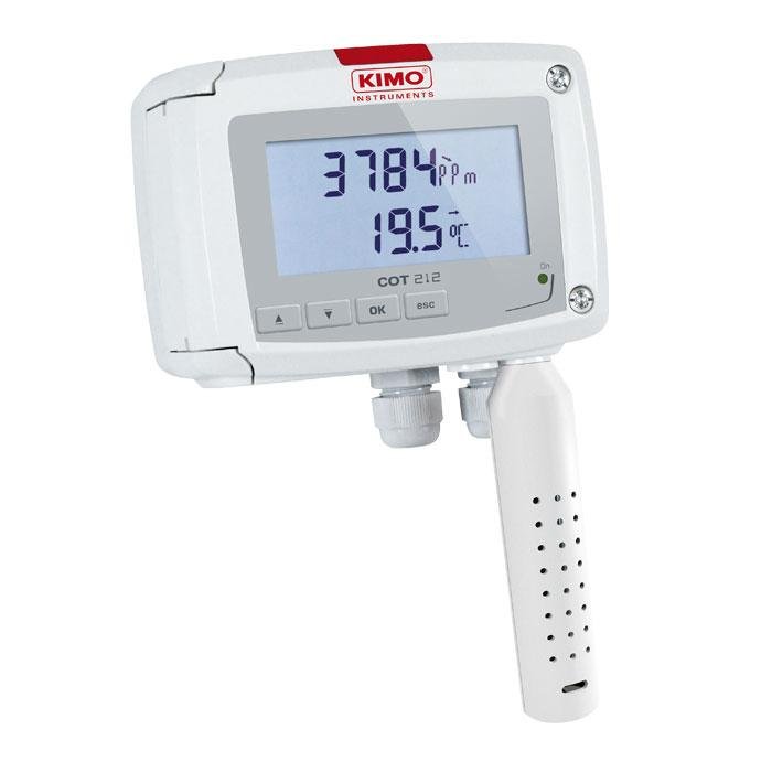 CO2  and temperature transmitter, Kimo’s COT 212-R measures CO2 from 0 to 5000 ppm and temperature from 0 to 50°C. - generaltechuae
