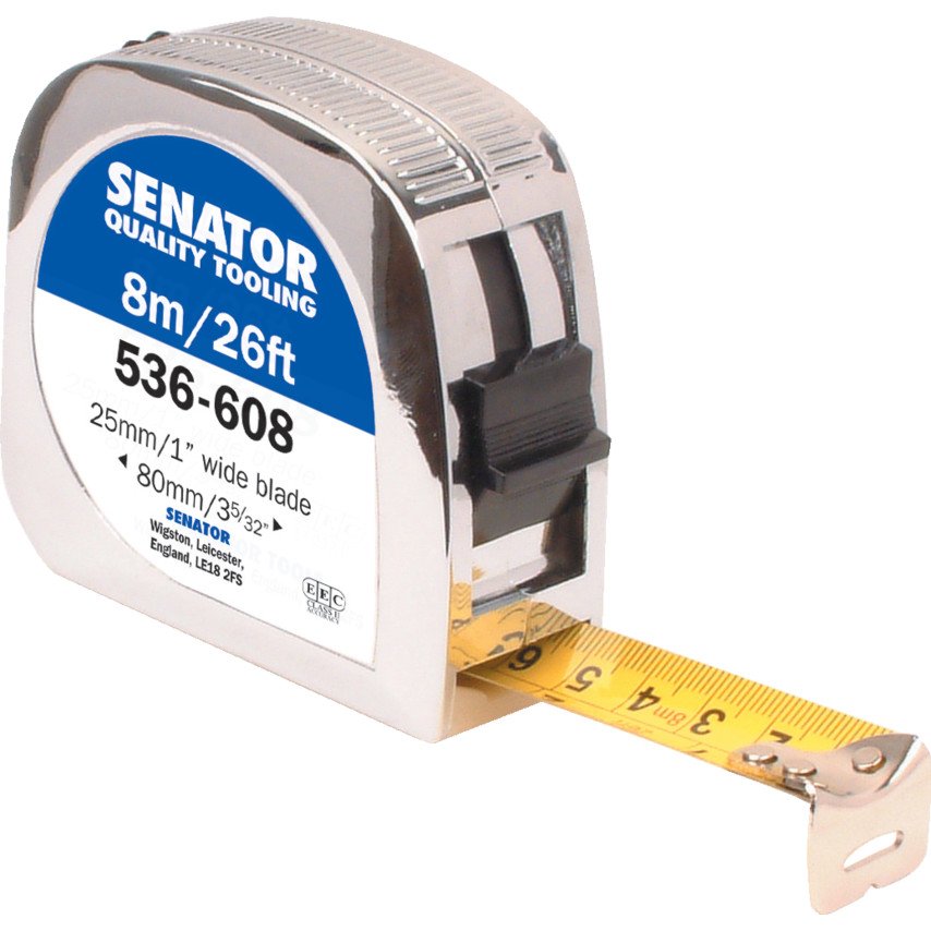 SENATOR 8m/26ft LACQUER COATING CHROME CASED LOCKING TAPE - generaltechuae