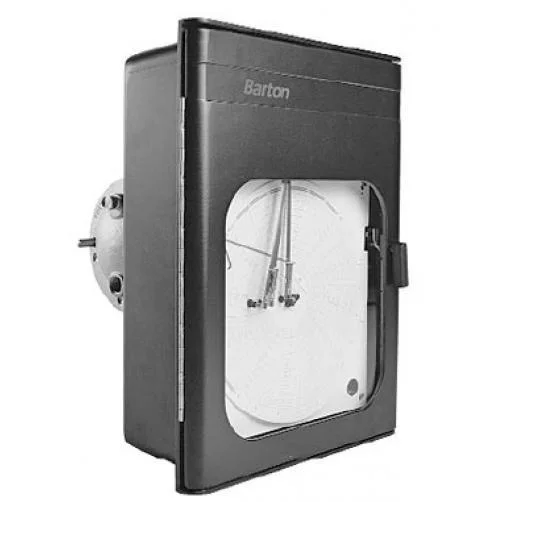 SENSIA 242E-2500P-820R001 | Barton Single Pen Pressure Recorder |1st Pen :Red | Pressure Range :2500 psi | Pressure Element :316SS | Battery Driven Chart Drive :11 Selectable Speeds |  2"Pipe Mount