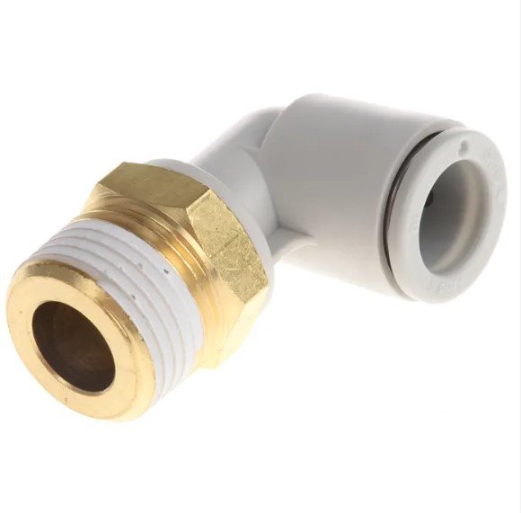 SMC KQ2L10-03AS | Elbow Fitting | Threaded-to-Tube | Series KQ2 | Connection R 3/8 Male | Tube Size 10mm - generaltechuae