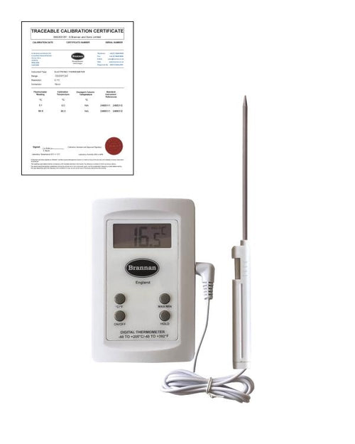 Brannan TC-003 | THERMcert Pre-Calibrated Digital Test Thermometer | 0 & 90 °C - generaltechuae