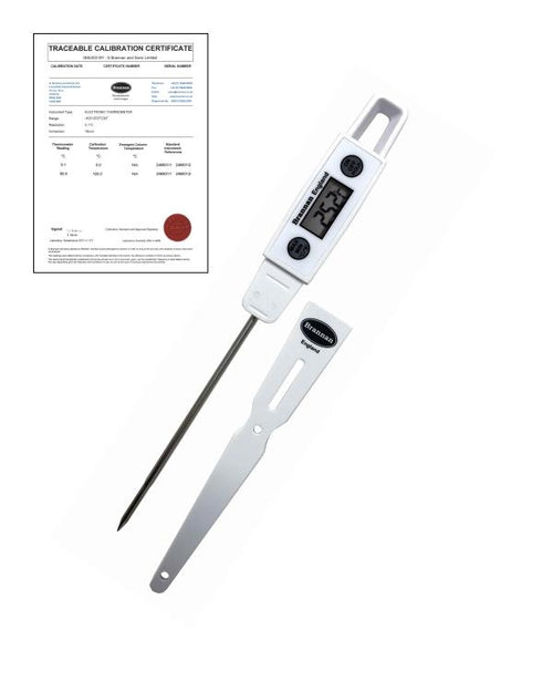 Brannan TC-011 | THERMcert Pre-Calibrated Water Resistant Test Thermometer | Points 0 & 100 °C - generaltechuae