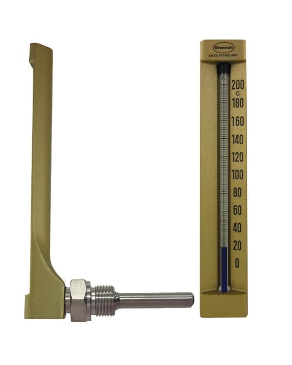 Brannan 88/174/0 | Industrial V-Line Thermometer | 90° angle, 110 mm, Polypropylene, 0 to +60 °C, 75 mm pocket - generaltechuae