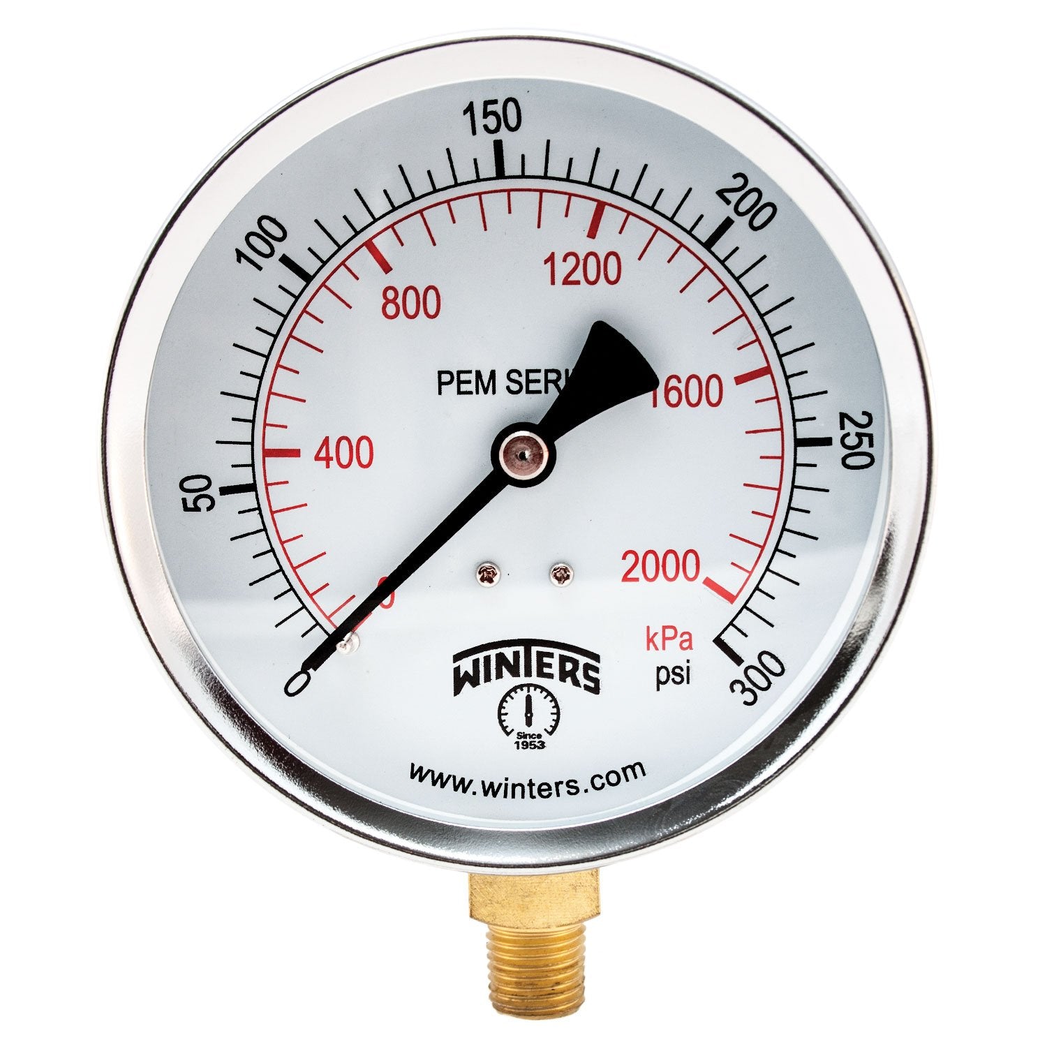 Winters PEP252R11R1EN | Economy Pressure Gauge | 0-300 psi / 0-20 bar | 4” (100mm) Dial Display | 1.6% or 2.5% accuracy | 1/2” Bottom NPT - generaltechuae