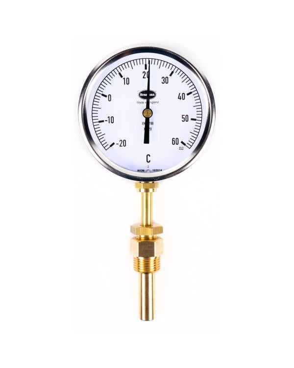 Brannan 96/965/0 | Liquid Expansion Dial Thermometer | 150 mm, Back, 200 mm Stem, 150 mm Pocket, 0 to +120 °C, °C - generaltechuae