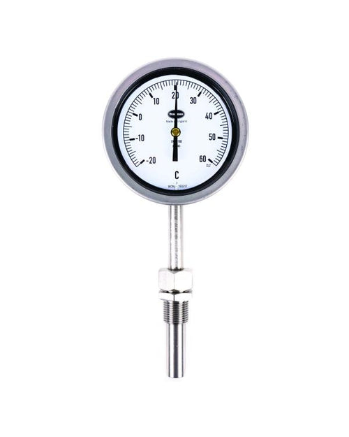 Brannan 300/945/0 | Liquid Expansion Dial Thermometer | 150 mm, 0 to +120 °C, bottom entry, 140 mm stem, 100 mm pocket - generaltechuae