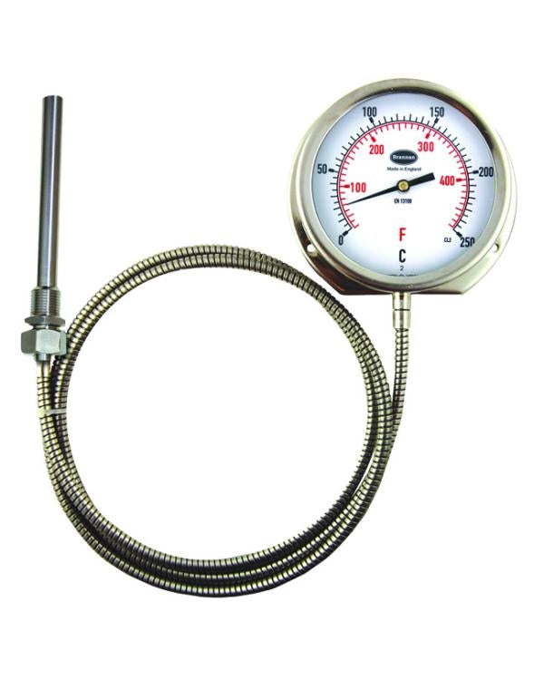Brannan 316/632/2 | Remote Dial Thermometer | 150 mm dial, 3 m capillary, 0 to +250 °C/°F, 200 mm stem, sliding union - generaltechuae (2)