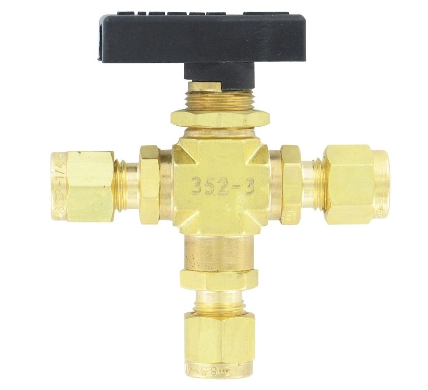 Dwyer Instruments 3MSV-SD340 | Compact 3-way ball valve | 316SS | 3/8" tube | 6.35 mm orifice